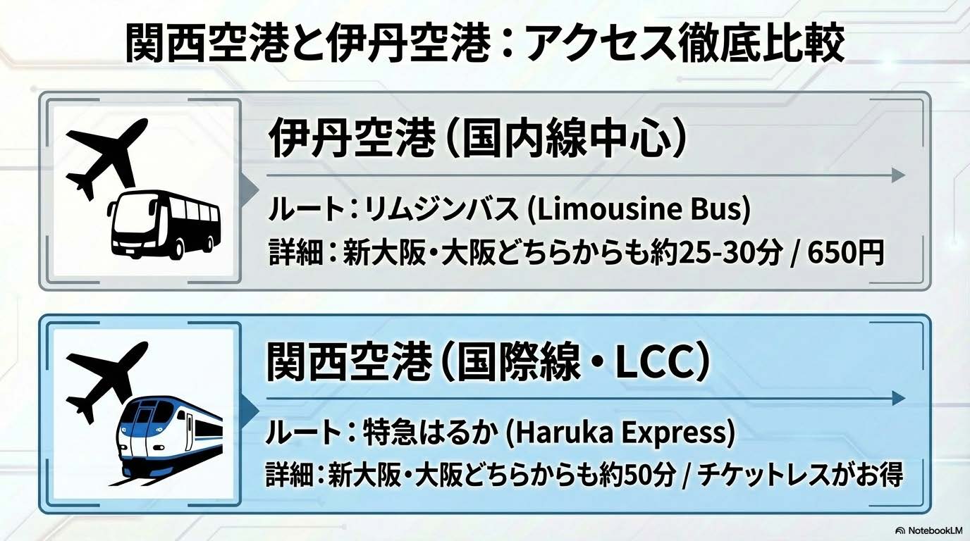 伊丹空港と関西空港へのアクセス