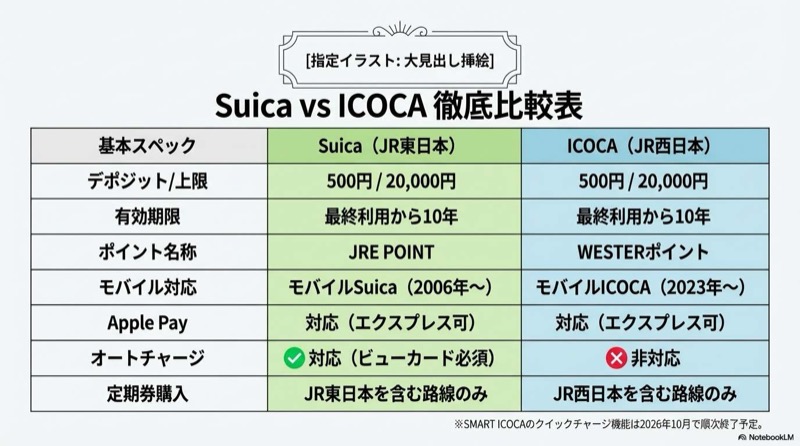 ICOCAとSuicaの違い