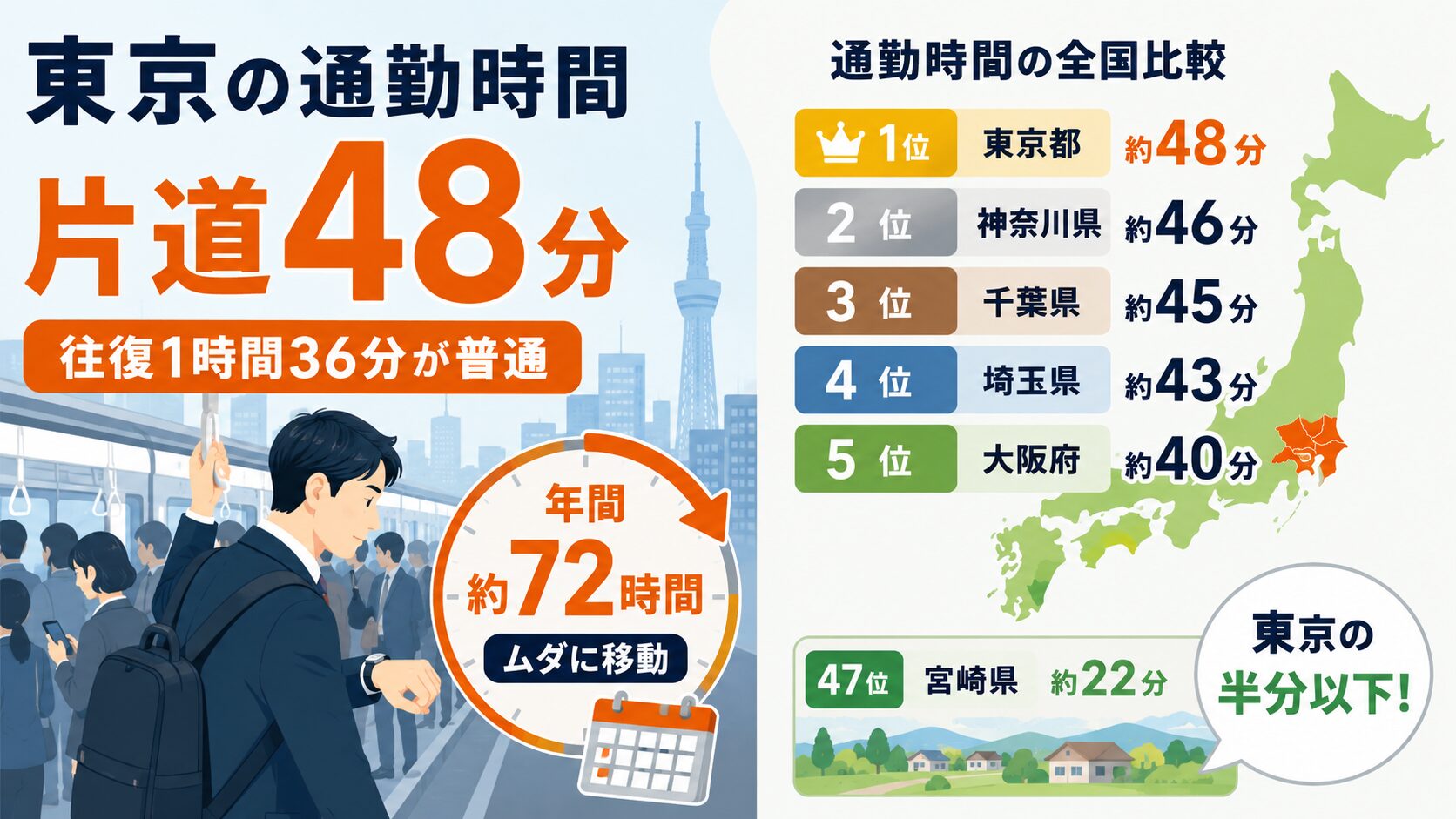 東京の通勤時間